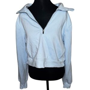 All in Motion Medium Cropped 3 Quarter Zip Baby Blue Sweatshirt